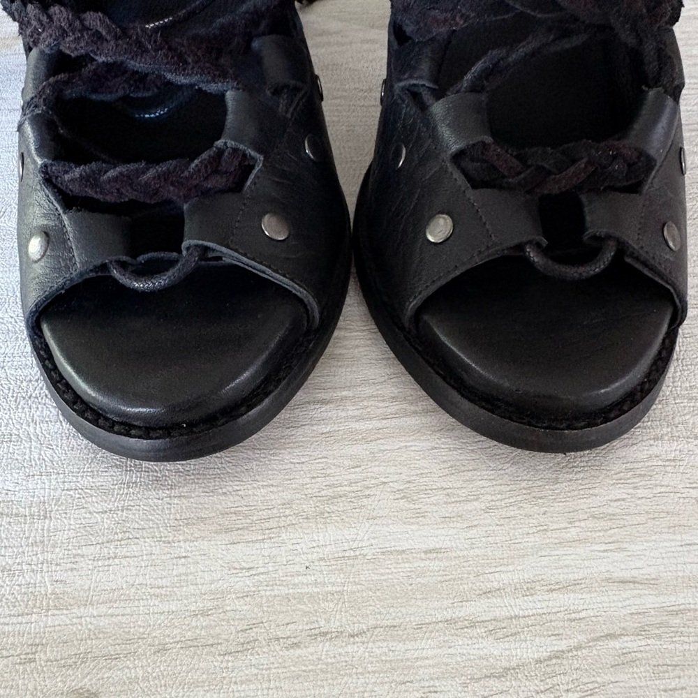 Free People Collection Pember black leather studded lace-up heels - Picture 9 of 13